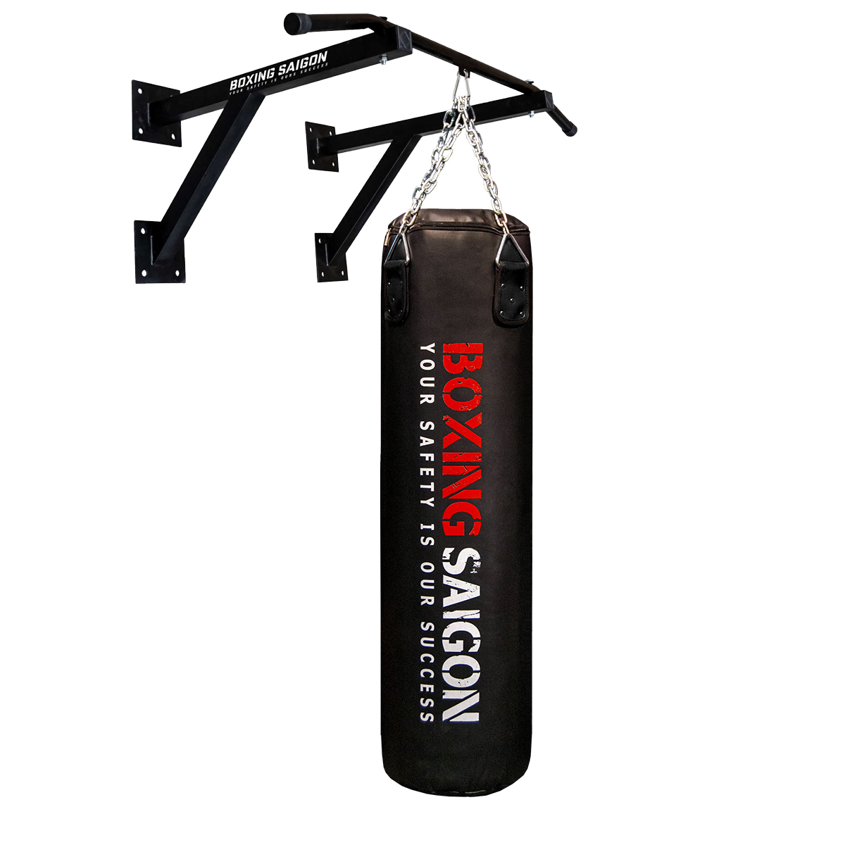 Combo Bao Cát Treo Boxing Punching Bag 1M2 &amp; Khung Treo Đôi ( Dây Xích ) - Đen