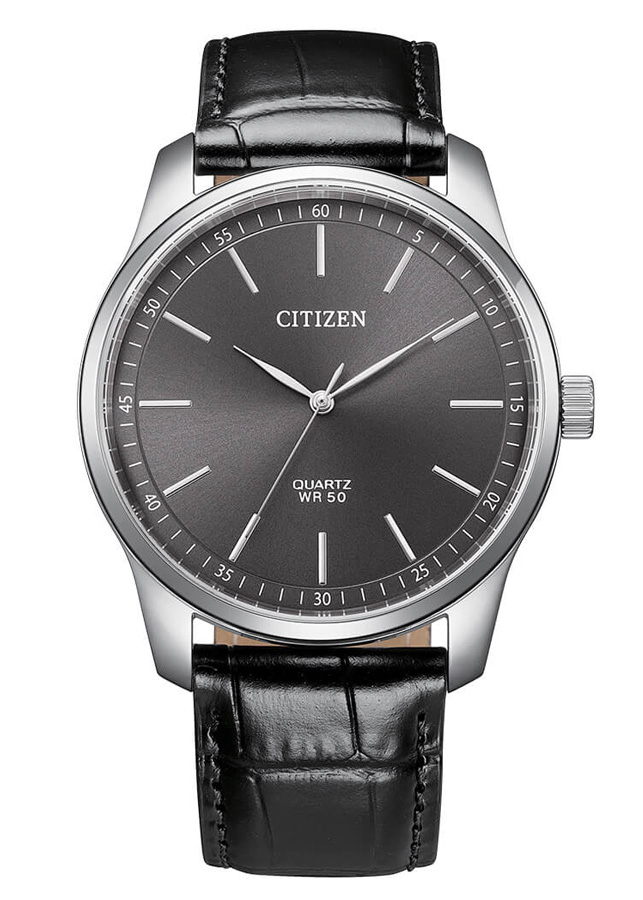 Đồng Hồ Nam Citizen Pin-Quartz Dây Da BH5001-05H - Mặt Xám Đen (42mm)