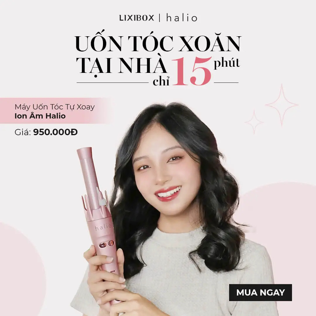 Máy uốn tóc tự xoay ion âm Halio Auto Rotating Hair Curler - Tự động xoay - Tạo kiểu tóc bóng mượt - Cân bằng độ âm - Hàng chính hãng