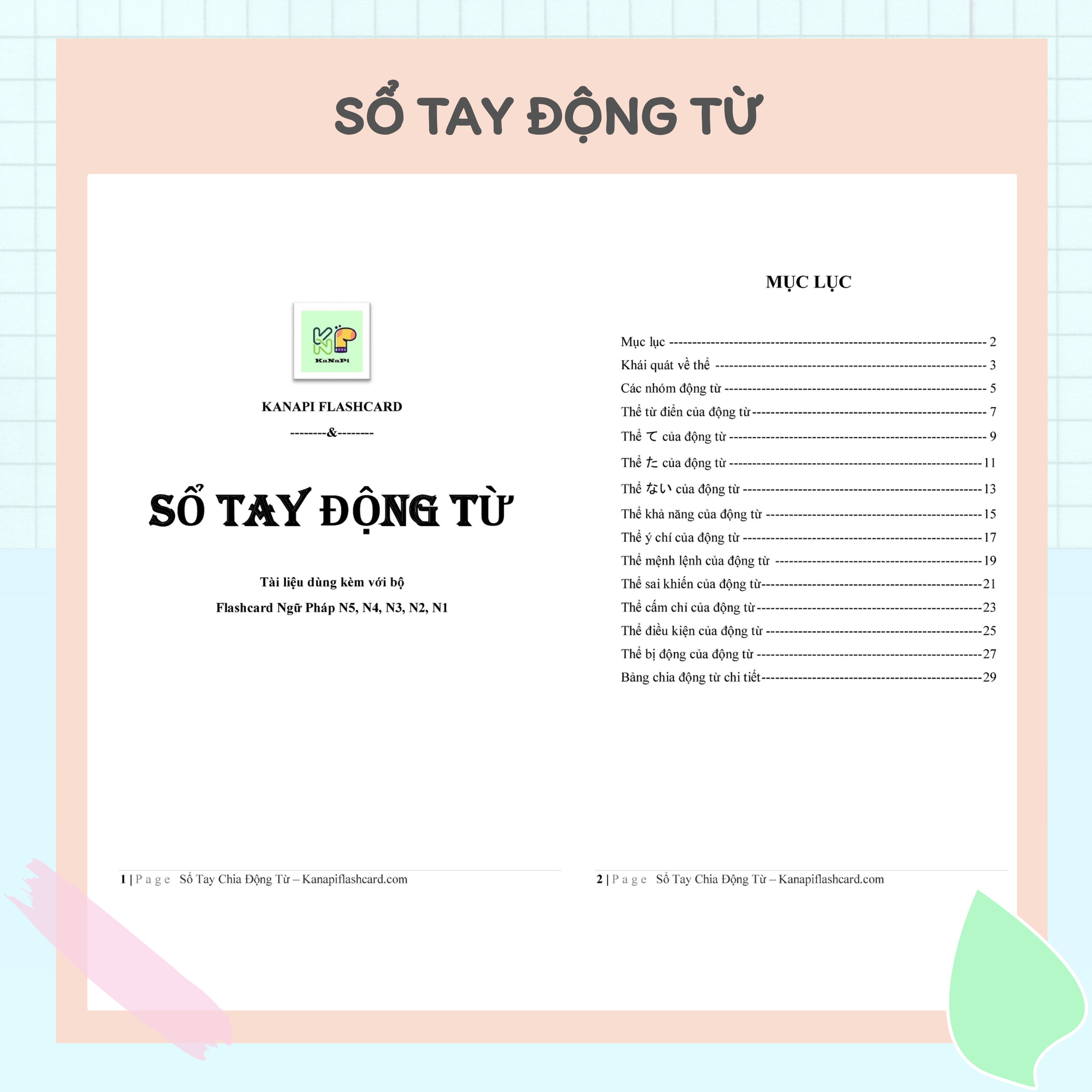 Sổ Tay Động Từ Tiếng Nhật - Kanapi Flashcard