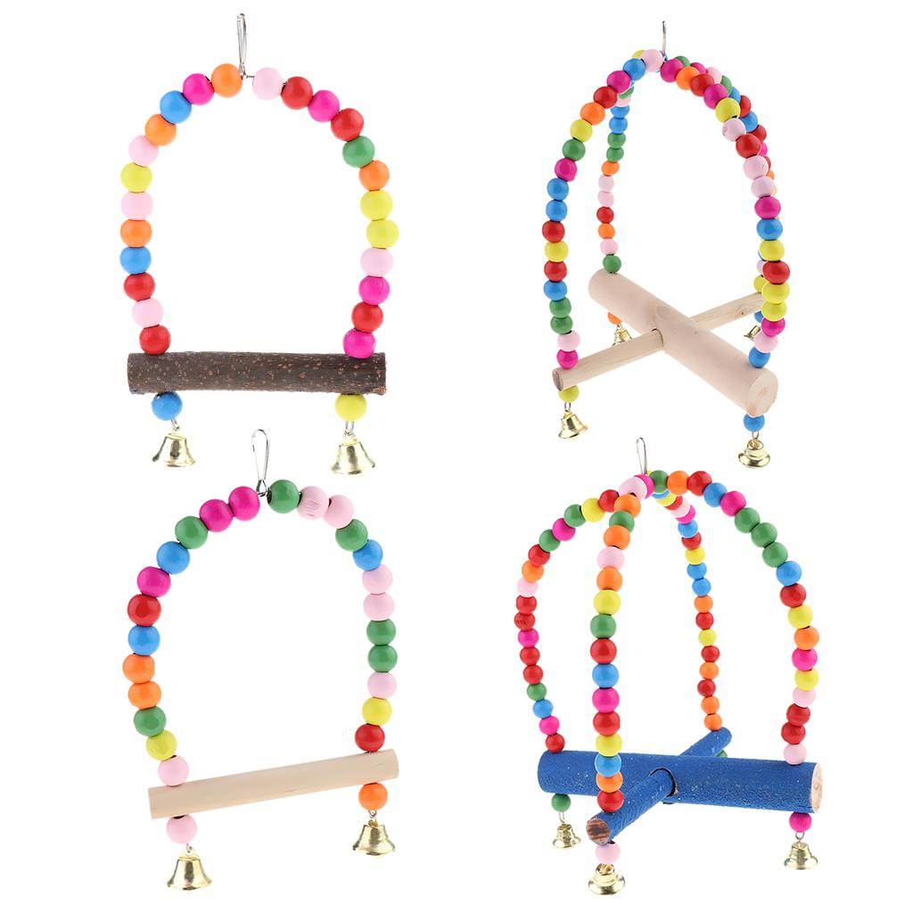Bird Parrot Cockatiel Hanging Climbing Swing Rings Standing Frame Cage Toy