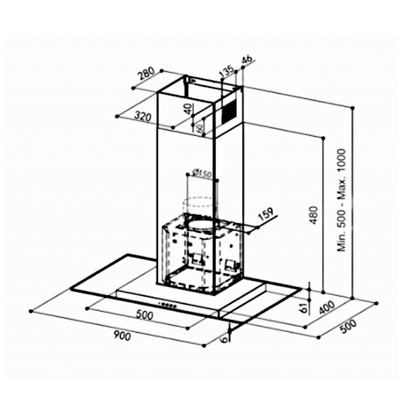 Hút mùi Faber TRATTO-BL A90 - Hàng nhập khẩu