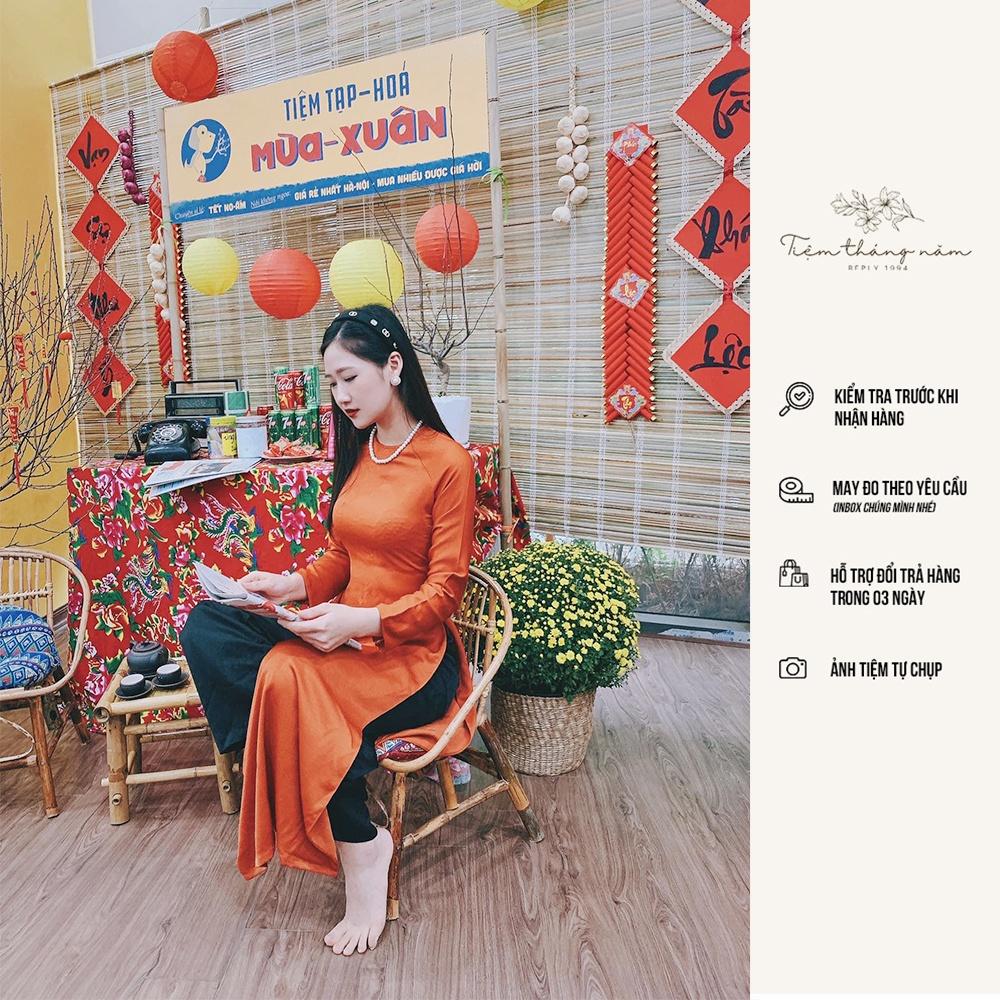 Áo dài xưa dáng suông - màu Cam đất