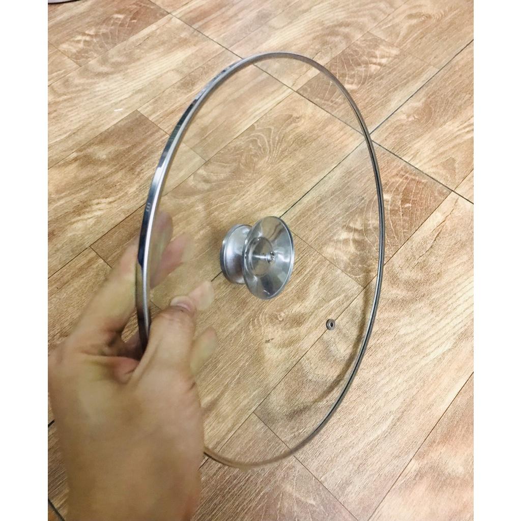 Nắp vung kính cường lực viền inox size 28.5 và 30.5cm