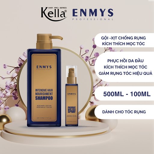 Combo dầu gội và xịt ngăn ngừa rụng tóc, kích thích mọc tóc Enmys (Chai 500ml/100ml)