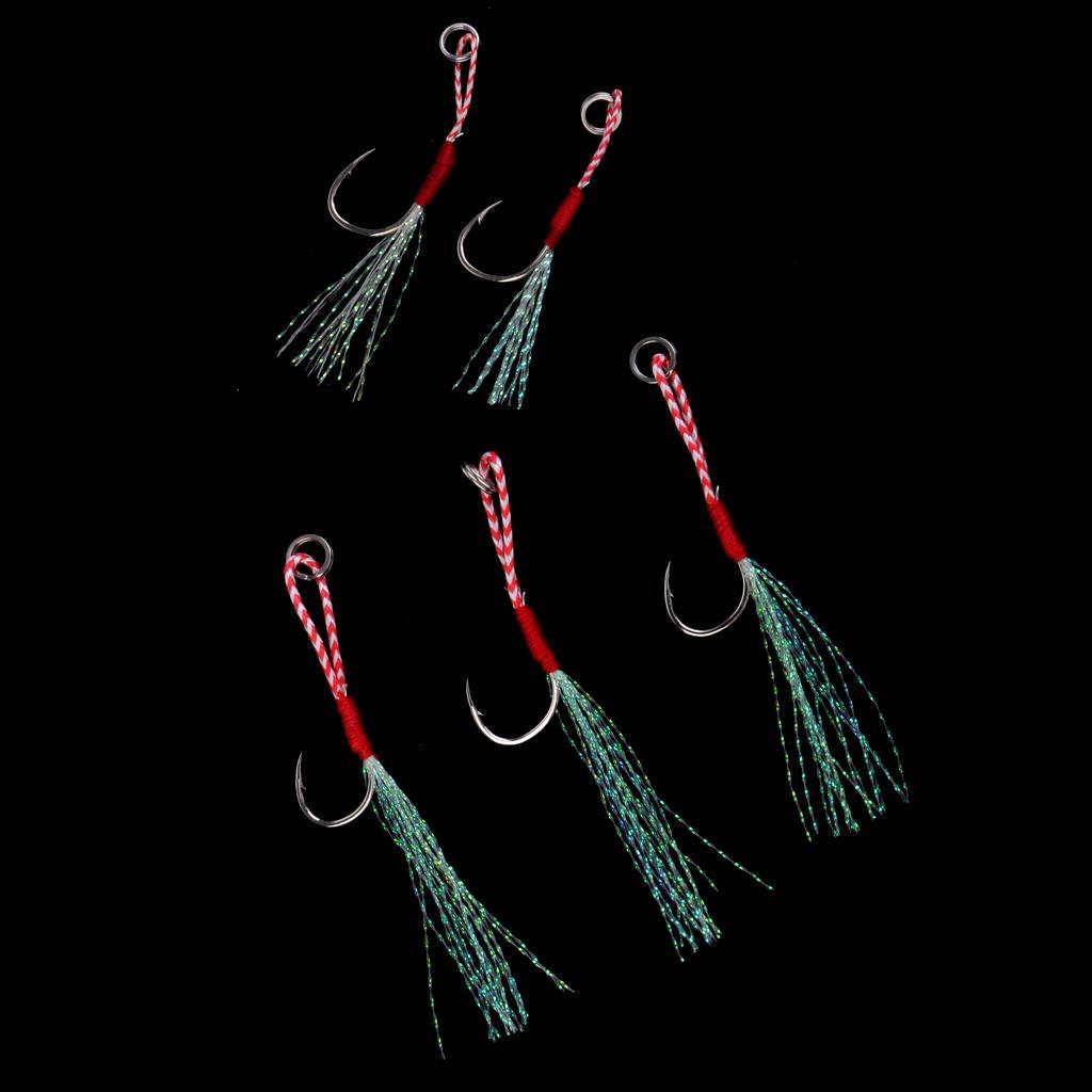 Pack of 5 Hi-carbon Assist Hook Fishing Jig Hook Live Baits Hooks Fishhook 13# 15# 17#