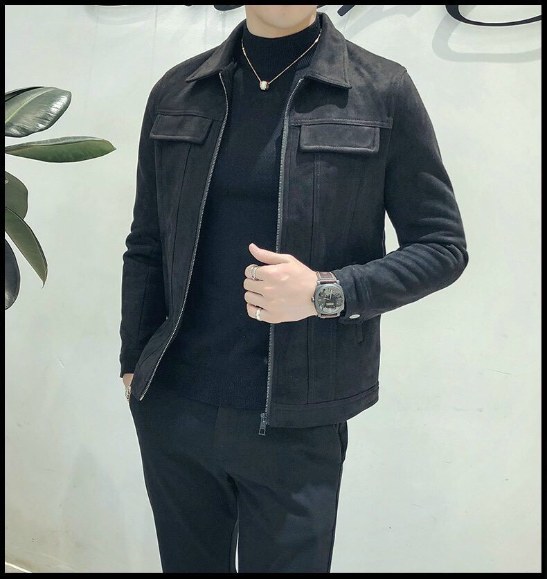 ÁO KHOÁC DA ĐỘN NAM PHỐI 2 TÚI