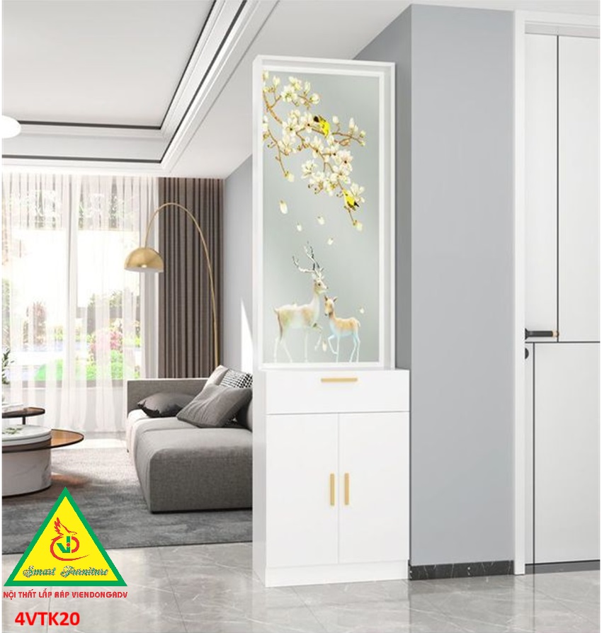 Vách ngăn phòng khách, vách ngăn tủ kệ bằng gỗm bình phong tranh  4VTK20 - NỘI THẤT LẮP RÁP VIENDONGADV