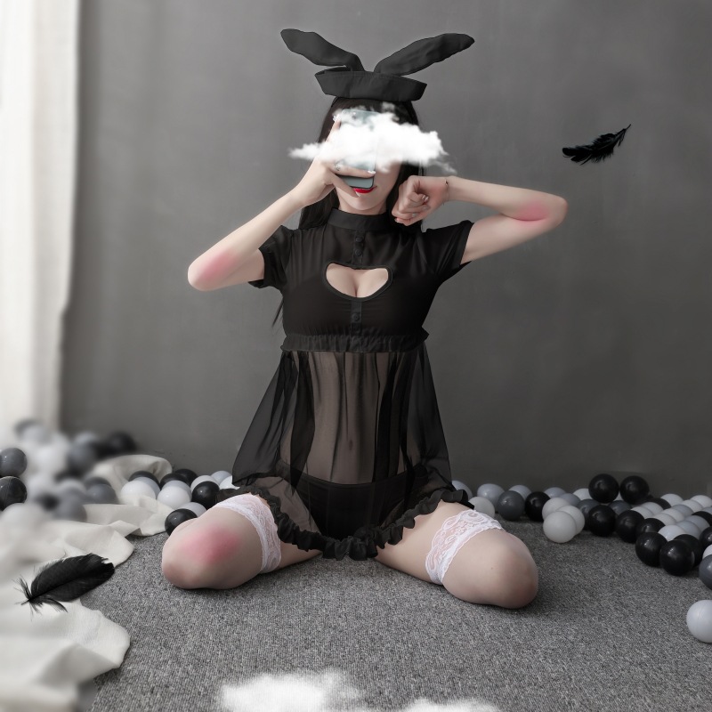 Bộ váy ngủ xuyên thấu cosplay thỏ bunny sexy gợi cảm freesize từ 40-60kg