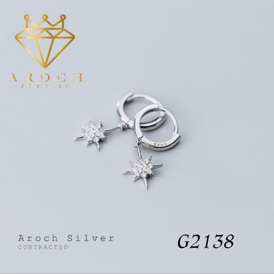 Khuyên Tai Bạc Ý ,Khuyên Tai Nấm Trắng Khóa Nữ G2138 -AROCH Jewelry