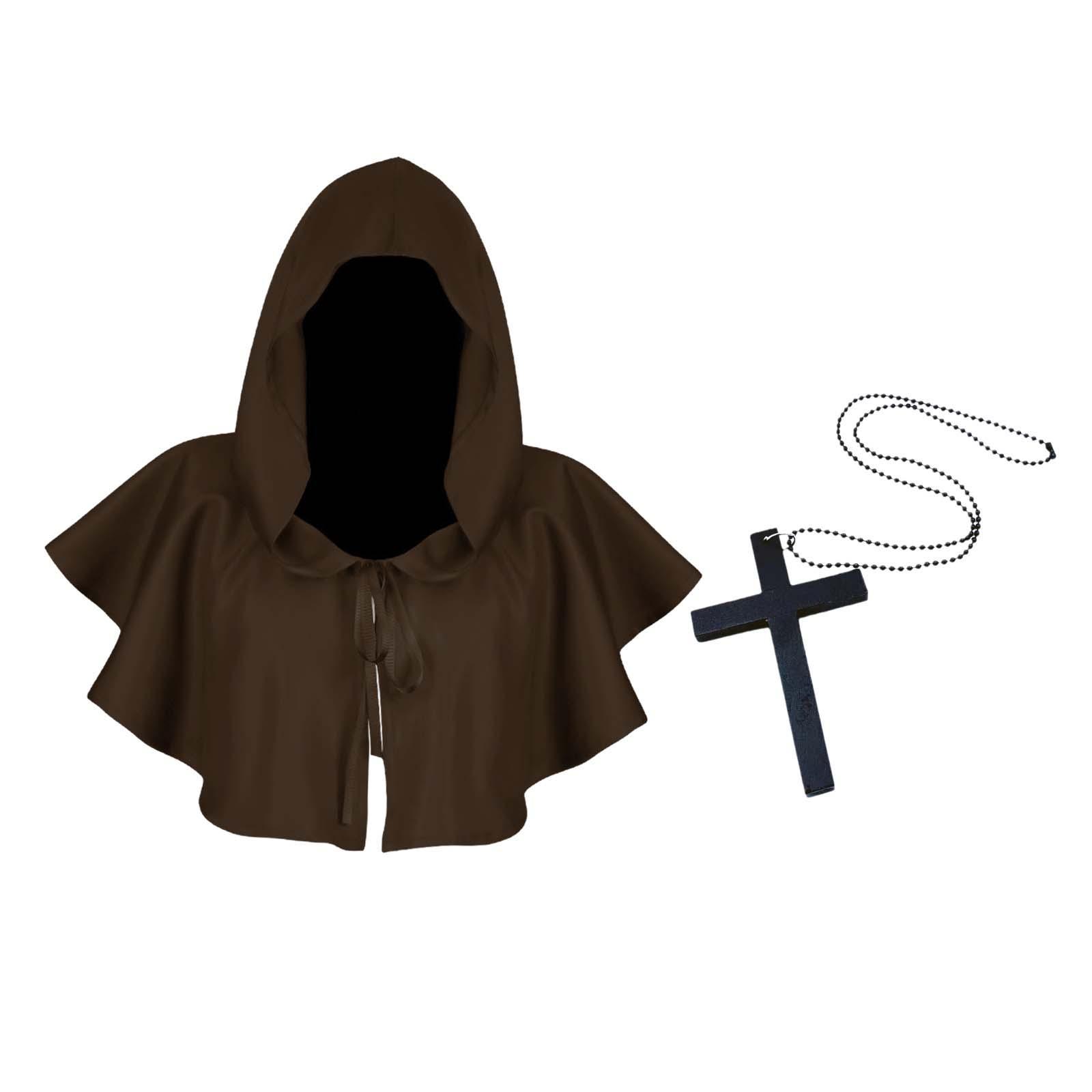 Halloween Death Cape Cowl Costume Hooded Poncho for Unisex Adults Women Men