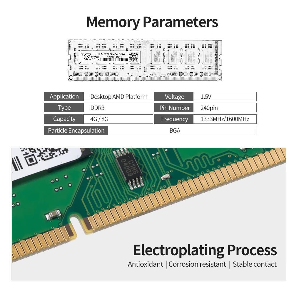 Bộ nhớ DDR3 Tốc độ cao Đọc / Ghi không ồn ào DDR3 1600MHz Dành cho AMD