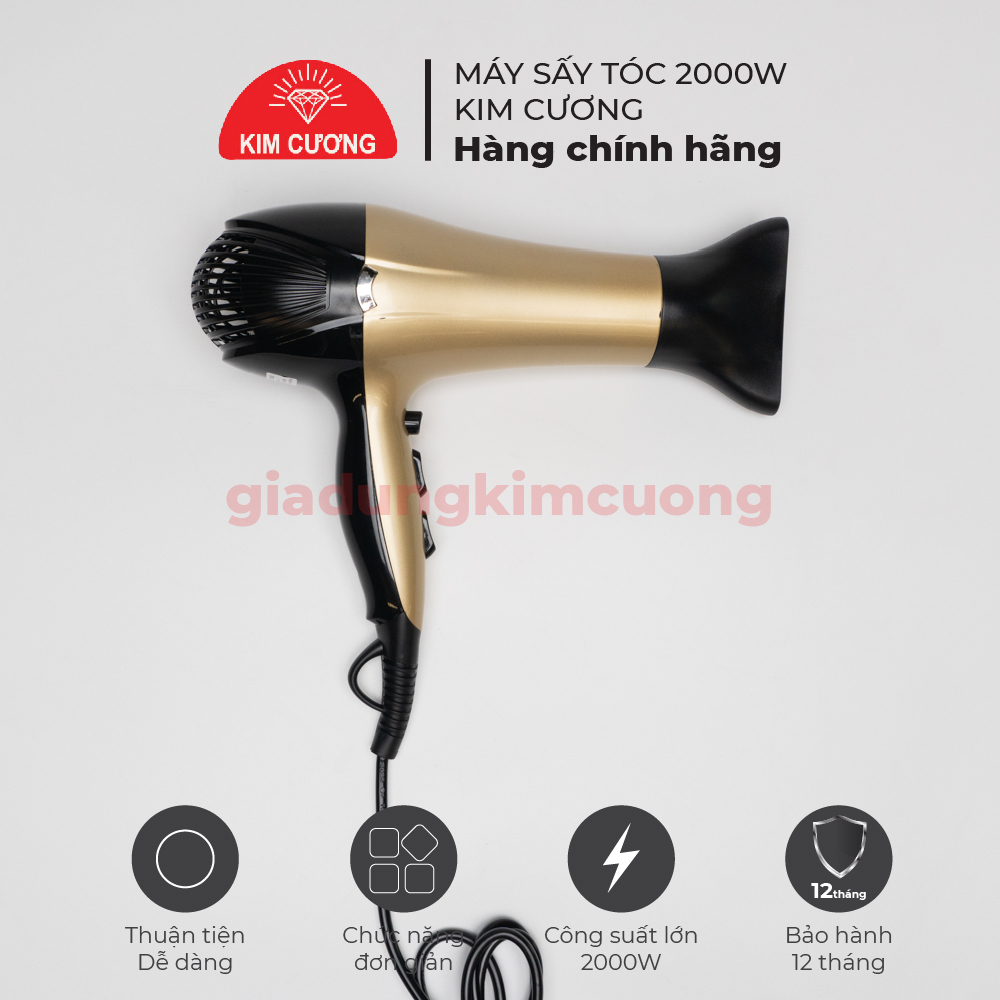 Máy Sấy Tóc 2 Chiều Nóng Lạnh - Máy Sấy Tóc Kim Cương 1640 - Hàng Chính Hãng
