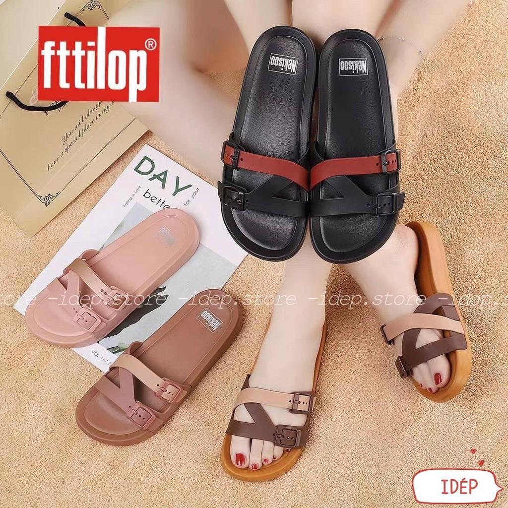 Dép nữ quai ngang da 2 khuy Muffin đế PU siêu nhẹ siêu bền chất lương cao iDÉP- DL279