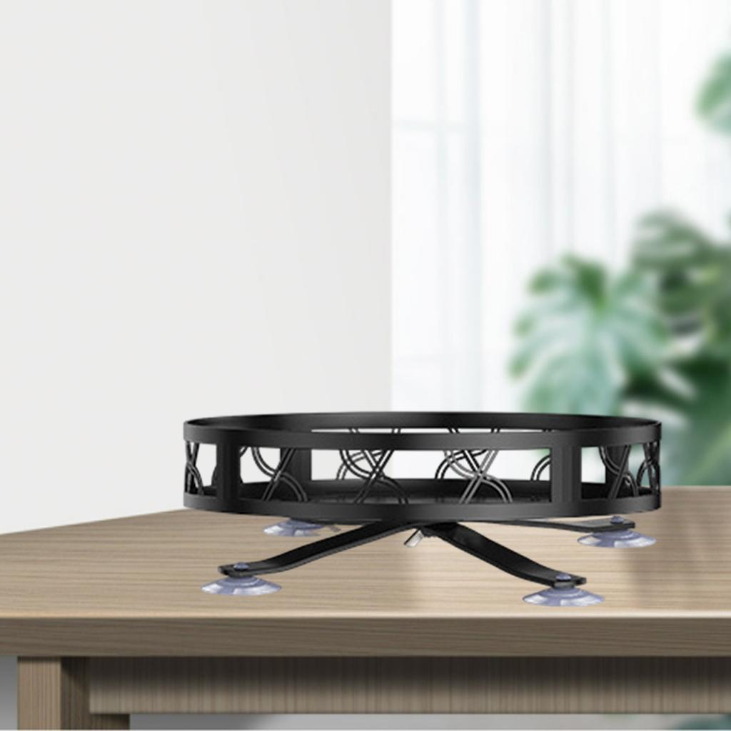 Turntable Spice Rack 9 inch Black Kitchen Spice Organizer for Cooking Jars