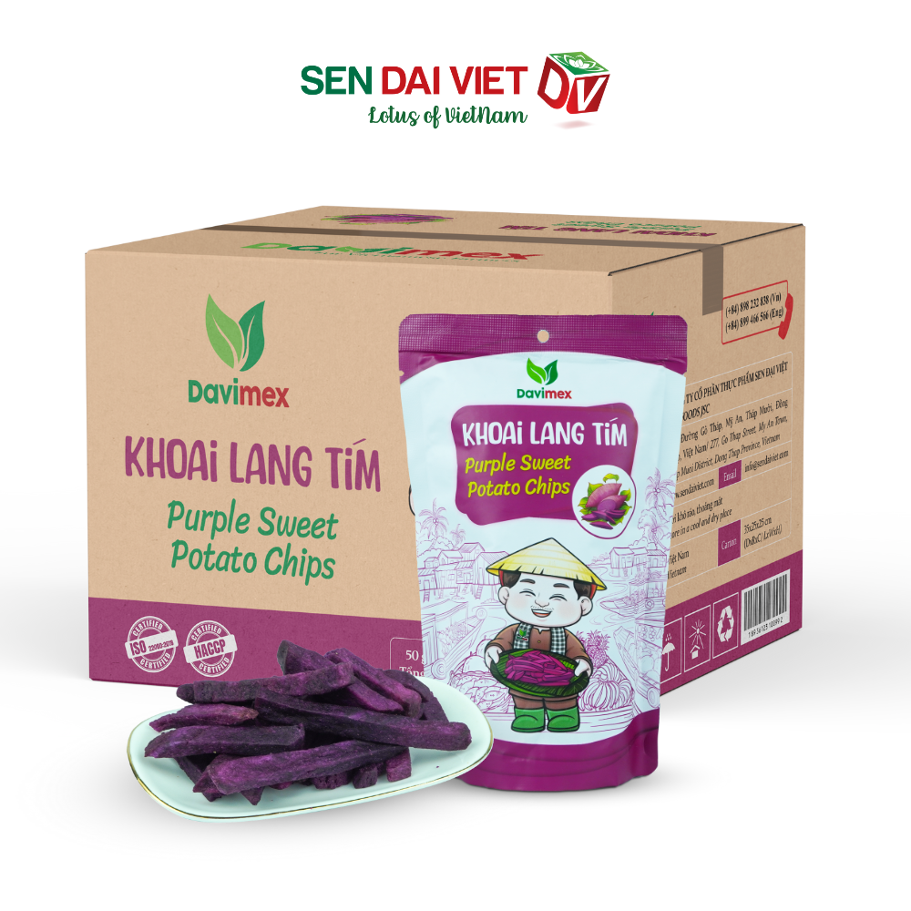 Khoai Lang Tím Sấy Giòn-Ngon Ngọt Tự Nhiên, Ăn Ngon, Sống Khỏe, ĐV- Sen Đại Việt- Gói 50g