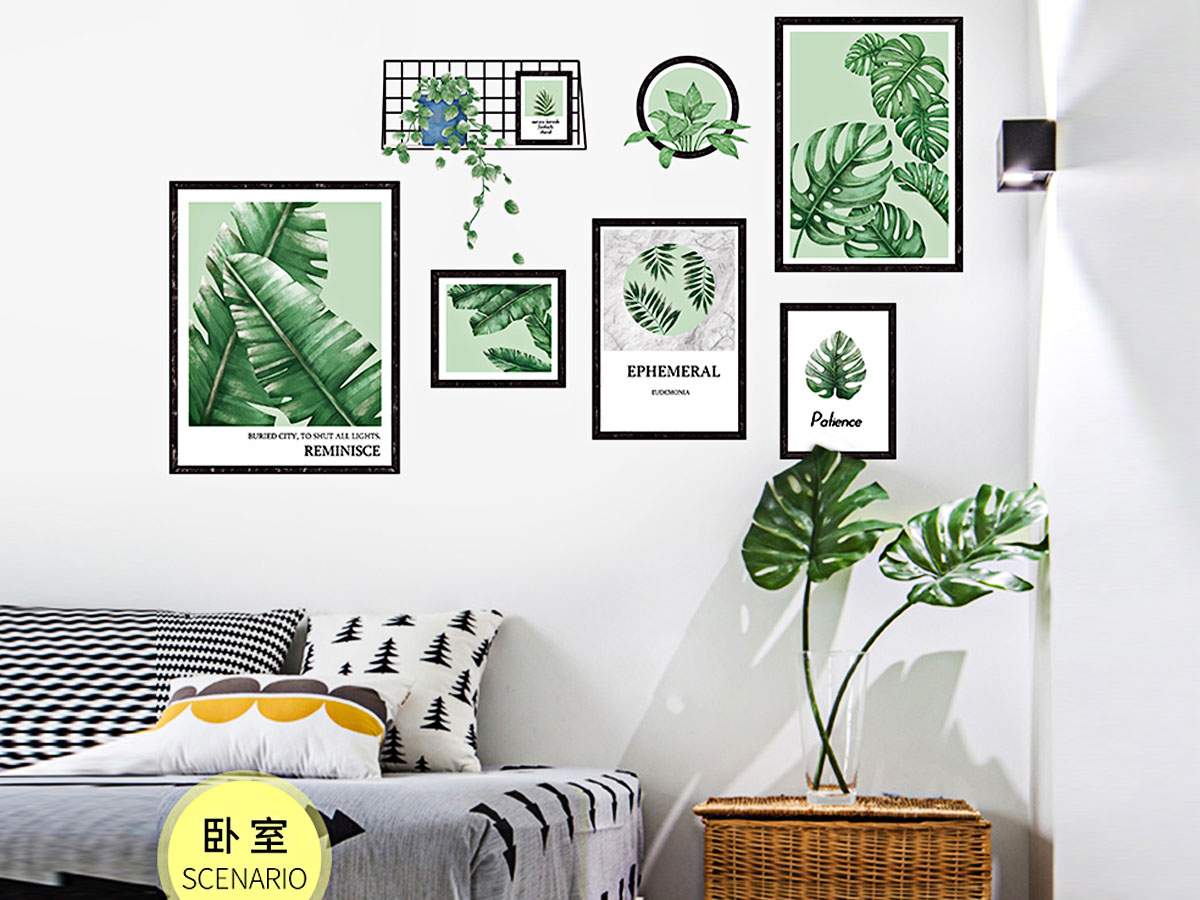 DECAL KHUNG ẢNH LÁ XANH
