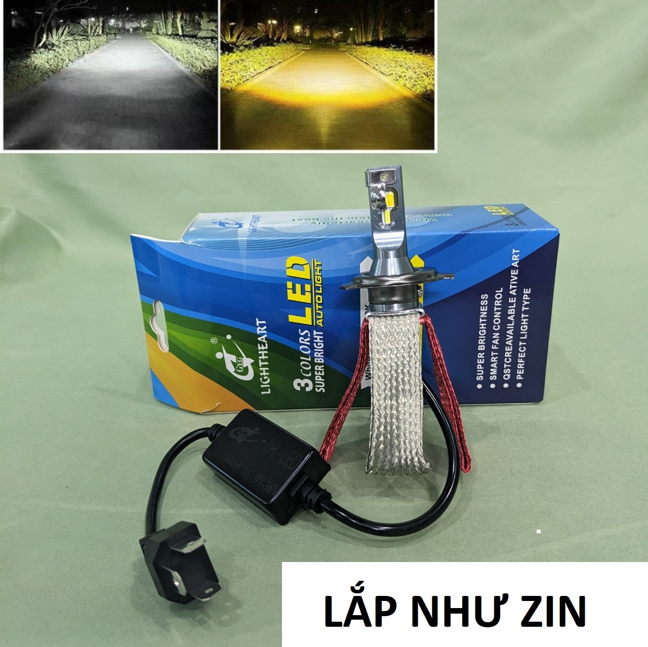 Kính Bóng Pha H4 36W 3 Nhiệt Màu AUTO: Lắp Không Cần Chế Siêu Sáng, Loại Tốt