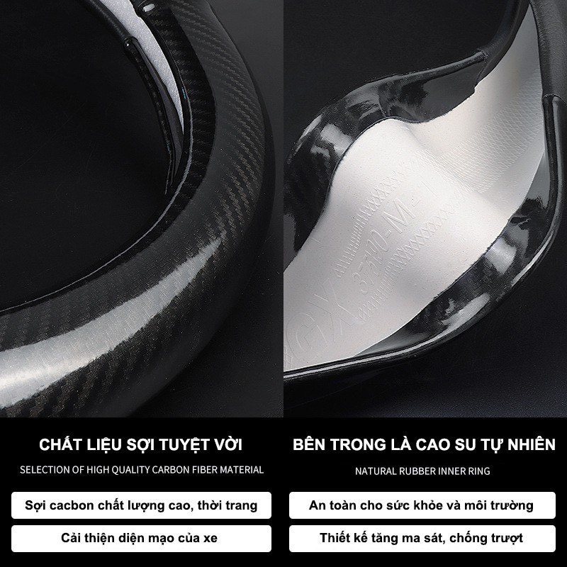 Bọc da vô lăng cacbon xe MAZDA 2, Mazda 3, Mazda 6, CX5, CX8, BT50, CX3, CX30 vân carbon cao cấp