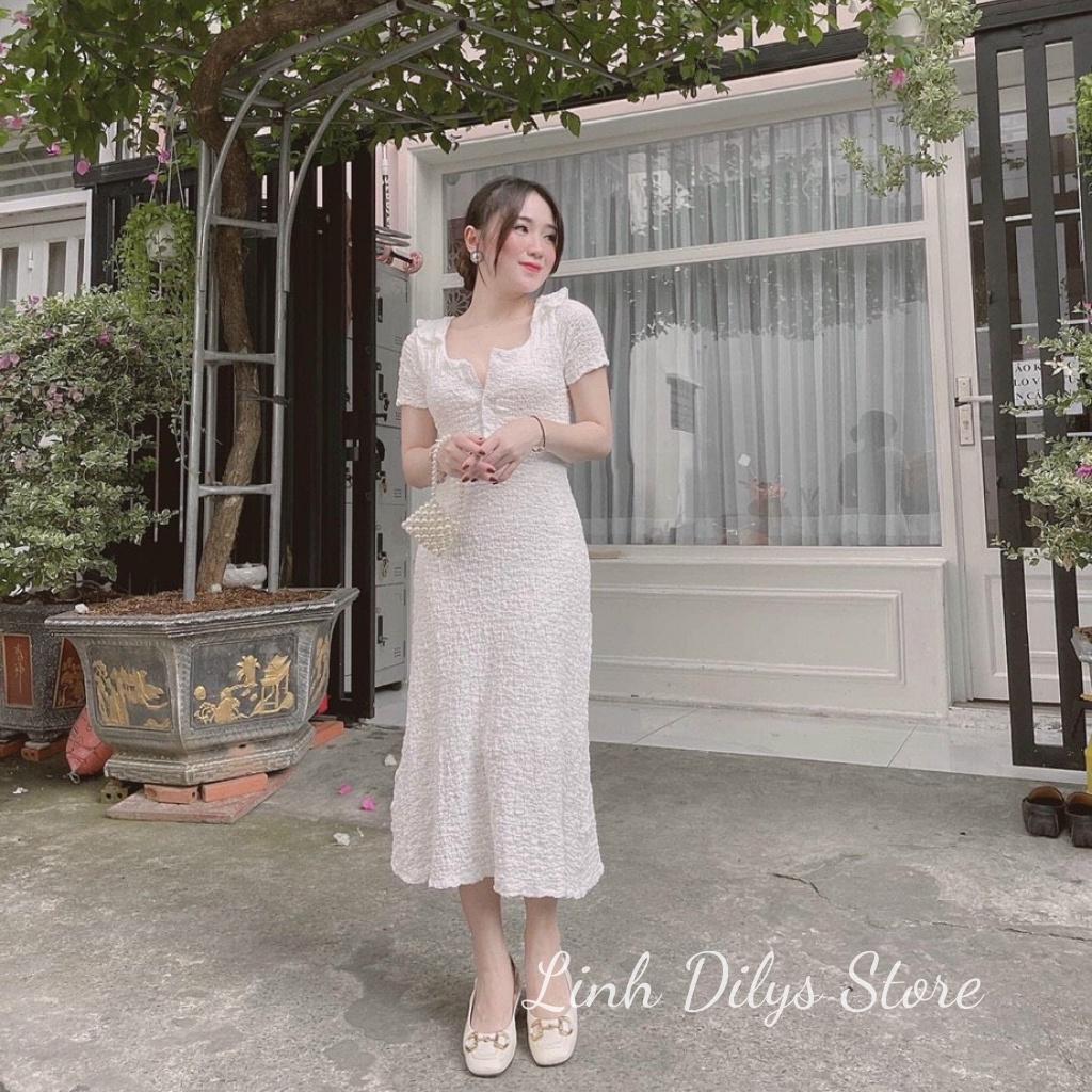 Đầm Dáng Xòe form Dài 3 Màu Siêu Xinh Váy Xòe Cổ chữ V Linh Dilys Store