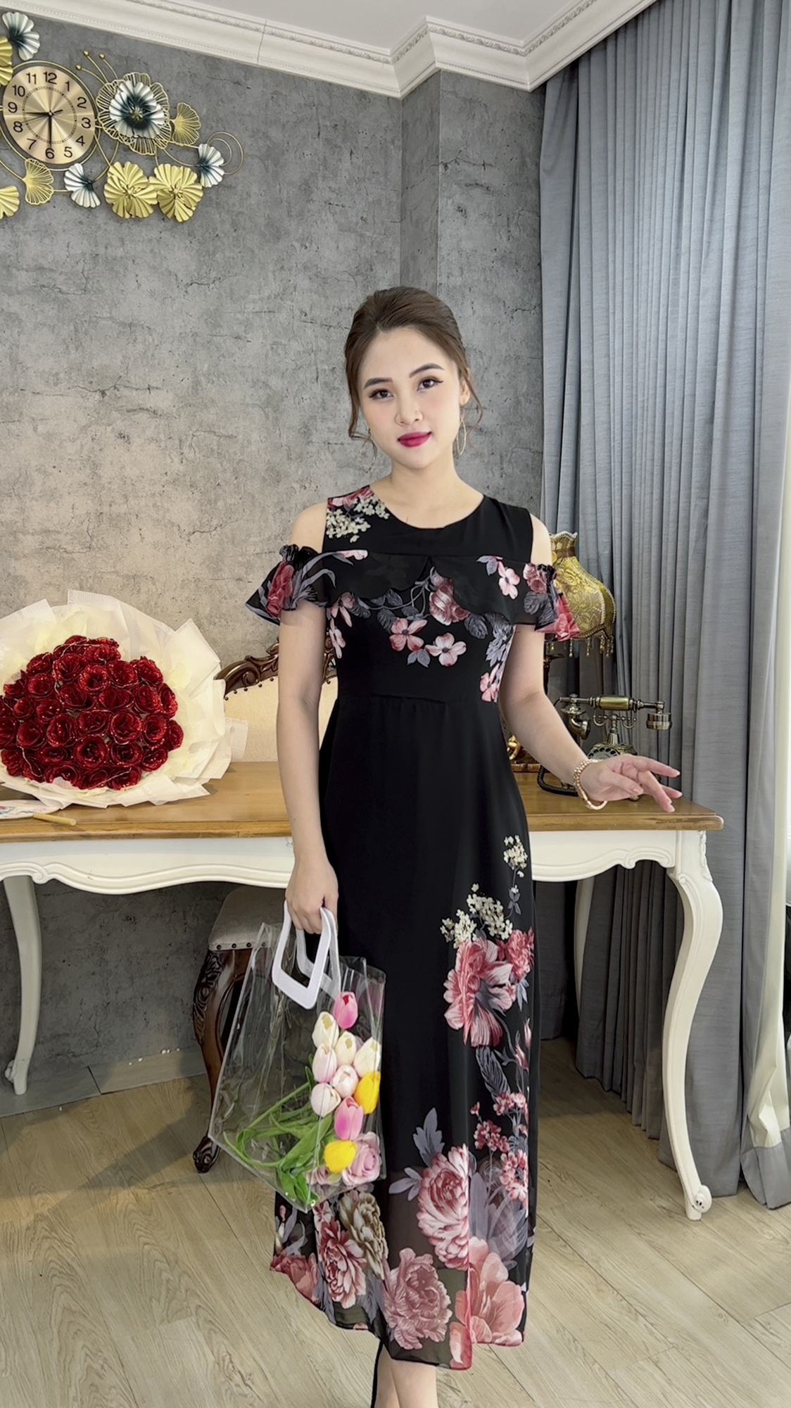 Đầm Suông Trung Niên [ Linh Trà ] (TM 745) Vải Voan Chiffon Cao Cấp Cho Mẹ Đi Làm Đi Tiệc Đi Chơi Trang Nhã Bigsize