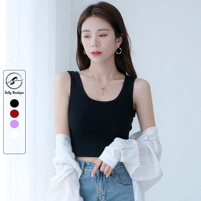 Áo Croptop 3 Lỗ Nữ Trơn Trẻ Trung Dễ Phối Đồ, Tập GYM, Thể Dục Thoải Mái Vải Cotton Co Giãn Tốt Sally Boutique-3LN01