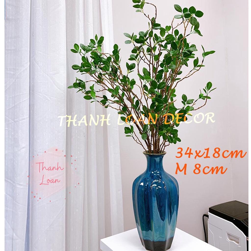 Bình gốm Bát Tràng cao cấp cao 34 cm - Lọ hoa trang trí dáng múi khế - Men xanh hỏa biến
