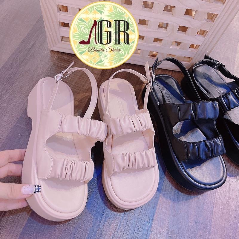 Sandal xuồng mềm 2 quai nhún khoá gài cao 5 cm