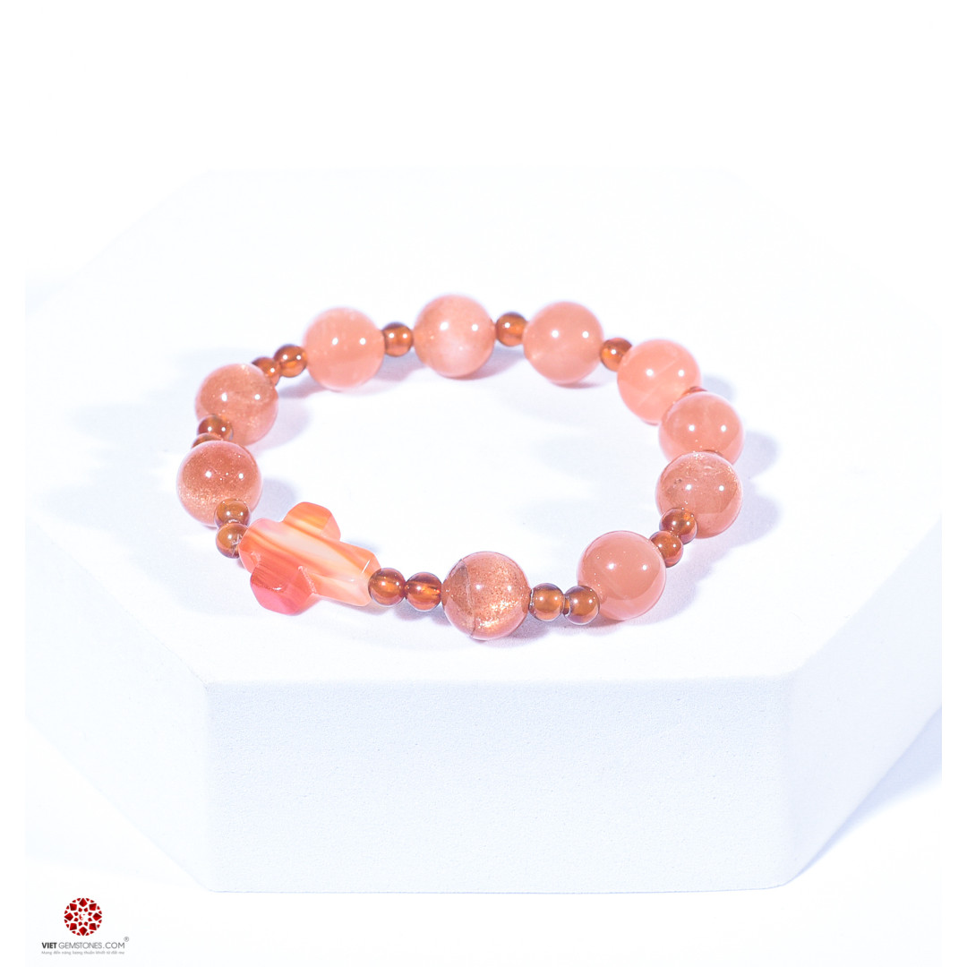 Vòng Chuỗi Mân Côi đá Mặt Trời Đỏ - Sunstones 10mm tự nhiên 100% - Hợp mệnh Hỏa, Thổ, đem lại sự sáng tạo, tự tin - Nhiều kích thước lựa chọn | VietGemstones