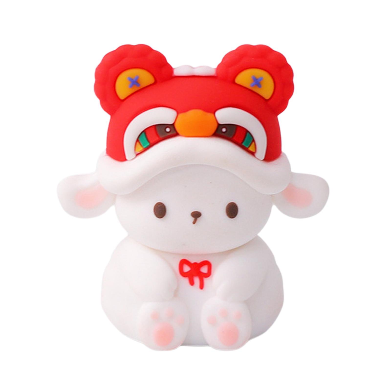 2 Rabbit Toy Funny Gift Soft Rubber Ornament Kids Toy for Cake Topper