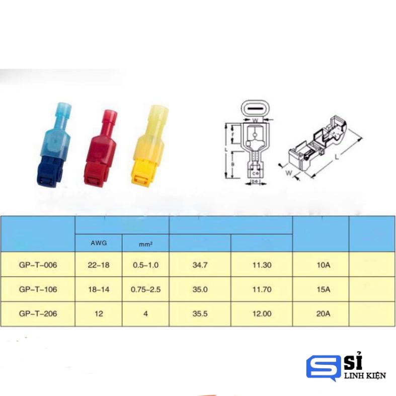 Combo 30 ( 3 loại -mỗi loại 10) Cút nối chia dây điện T-type