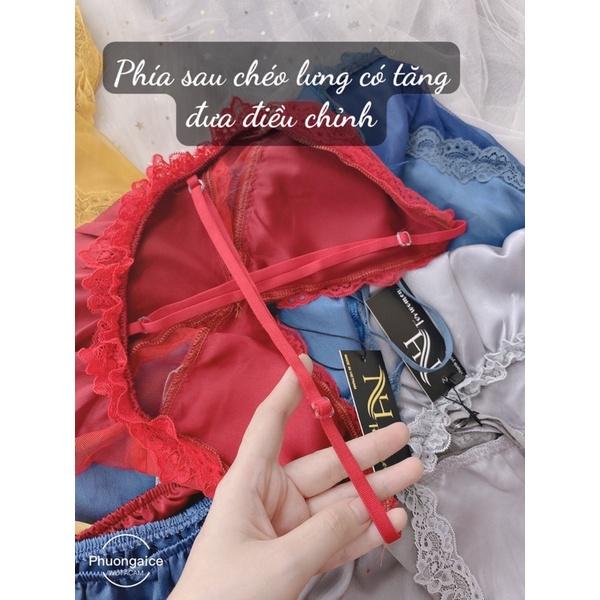 Đồ ngủ sexy, bộ ngủ áo dáng dài kèm quần gợi cảm chất satin mát mẻ- Phuongaliceshop
