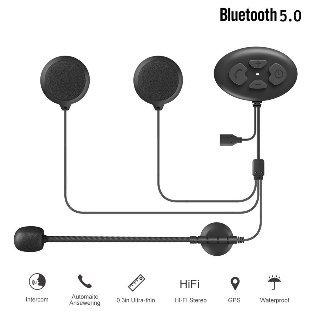DK12 Motorcycle Helmet Headset Intercom Speaker Headphone w/Mic Bluetooth 5.0