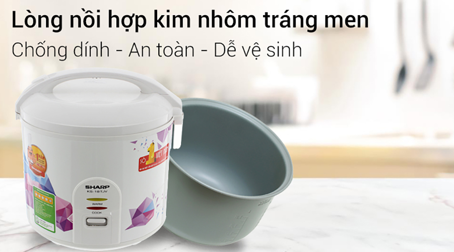 Nồi cơm điện nắp gài Sharp KS-18TJV 1,8L - Hàng Chính Hãng