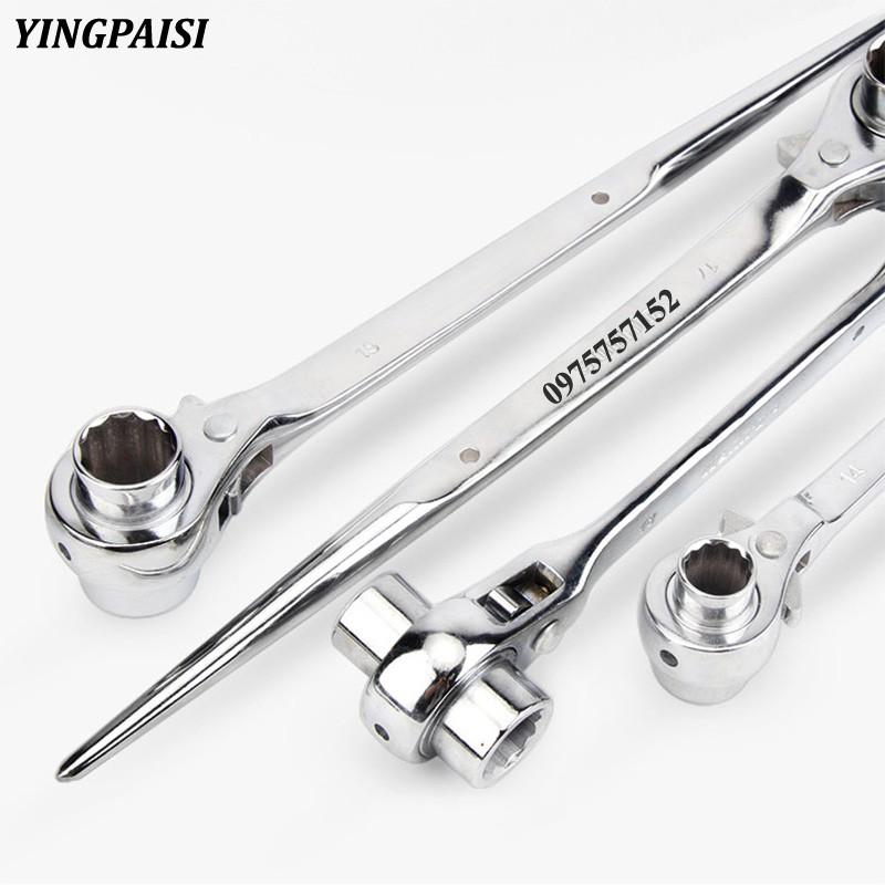 Cờ lê đuôi chuột trắng 19-24 mm, cờ lê giàn giáo tự động thép CR-V, tuýp giàn giáo đa năng 2 đầu