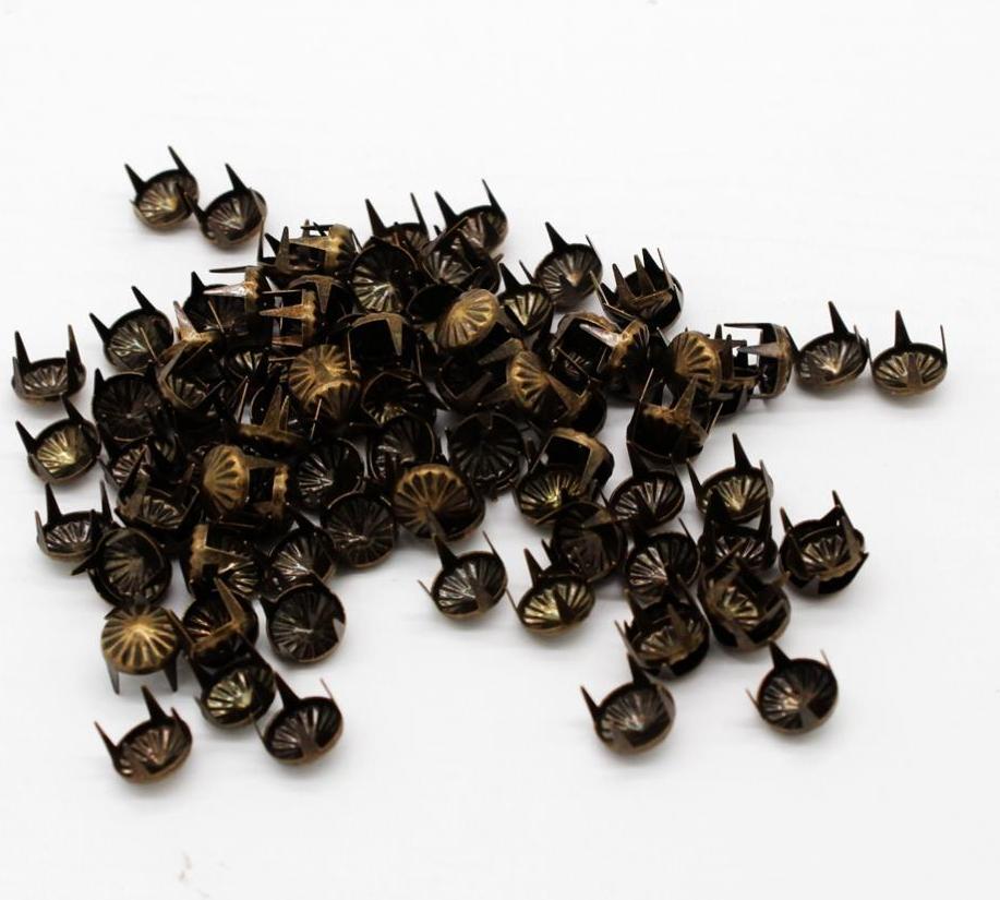 100 Miếng Đồng DIY Nailhead Tròn Mái Vòm Nhọn Leathercraft Đinh Tán 9 Mm