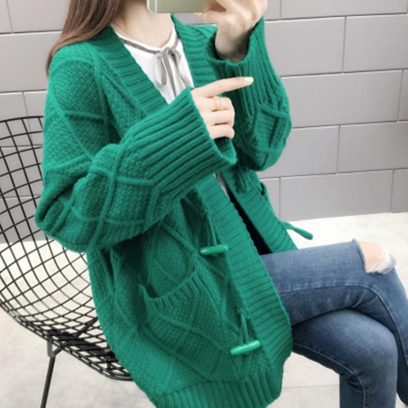 MS475 Áo cardigan len nữ vặn thừng khoá cài