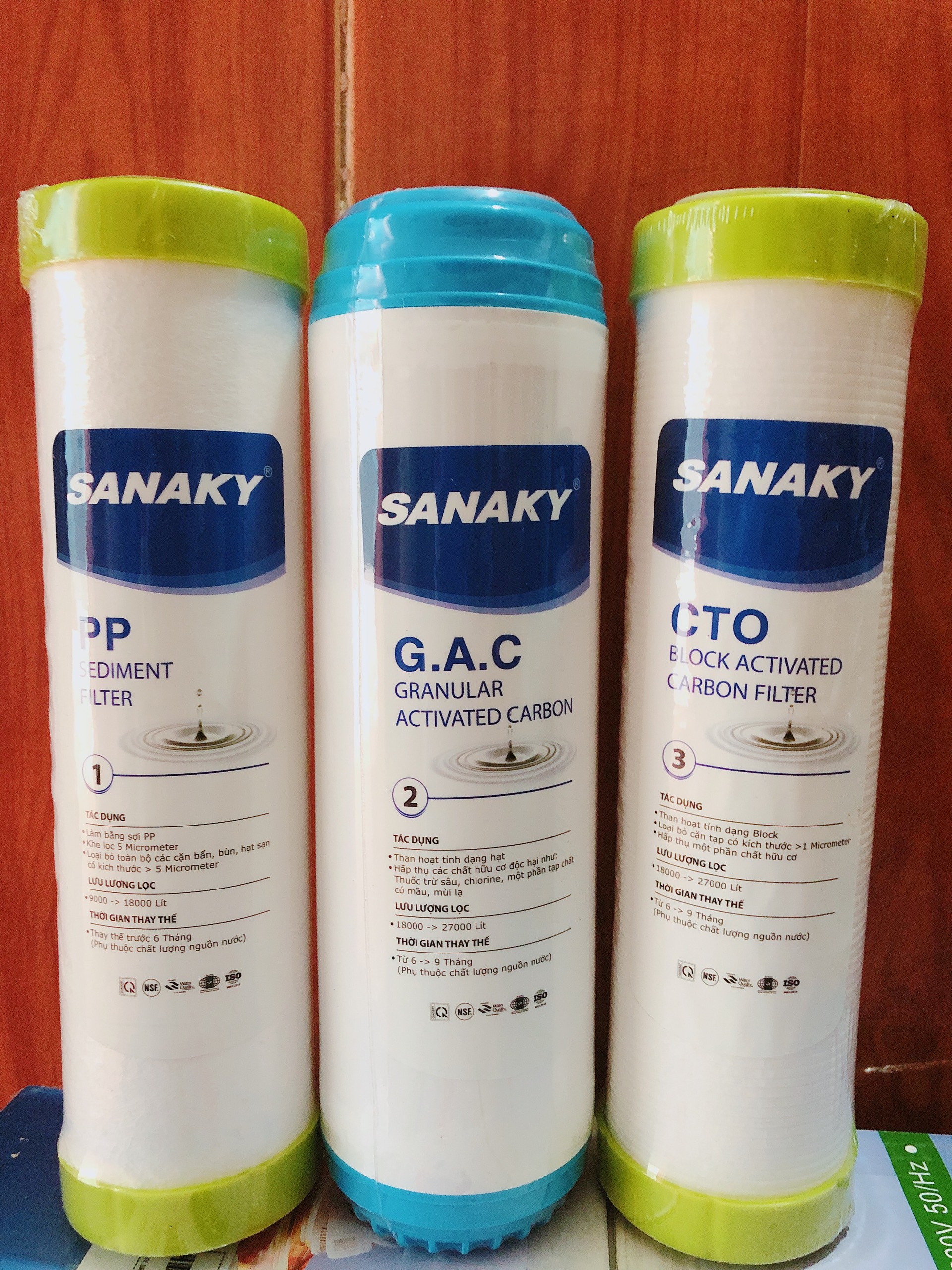 Bộ lõi lọc nước Sanaky số 1, 2, 3