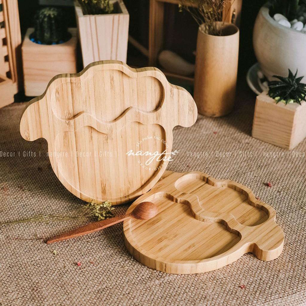 Khay gỗ tre ăn dặm hình cừu - Khay gỗ tre