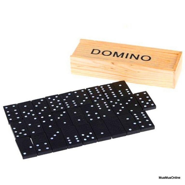Bộ Đồ Chơi Cờ Domino Đen Có Hộp Gỗ Đựng Cờ