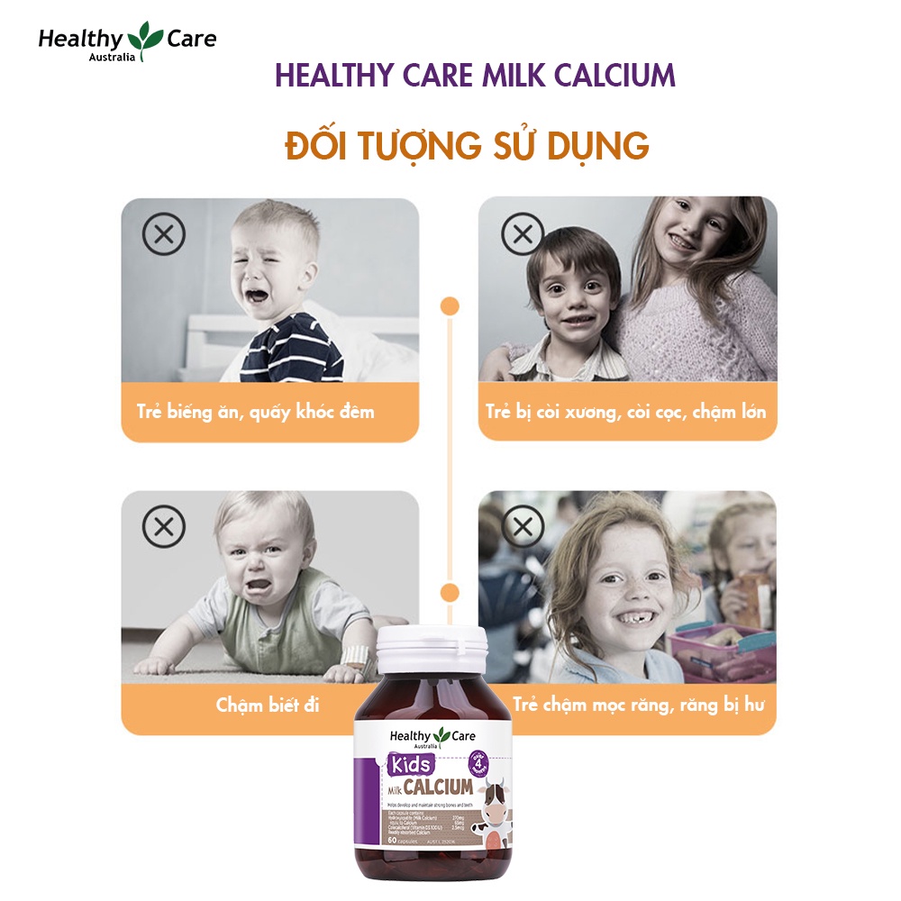 Viên sữa Healthy Care Milk Calcium bổ sung canxi cho bé