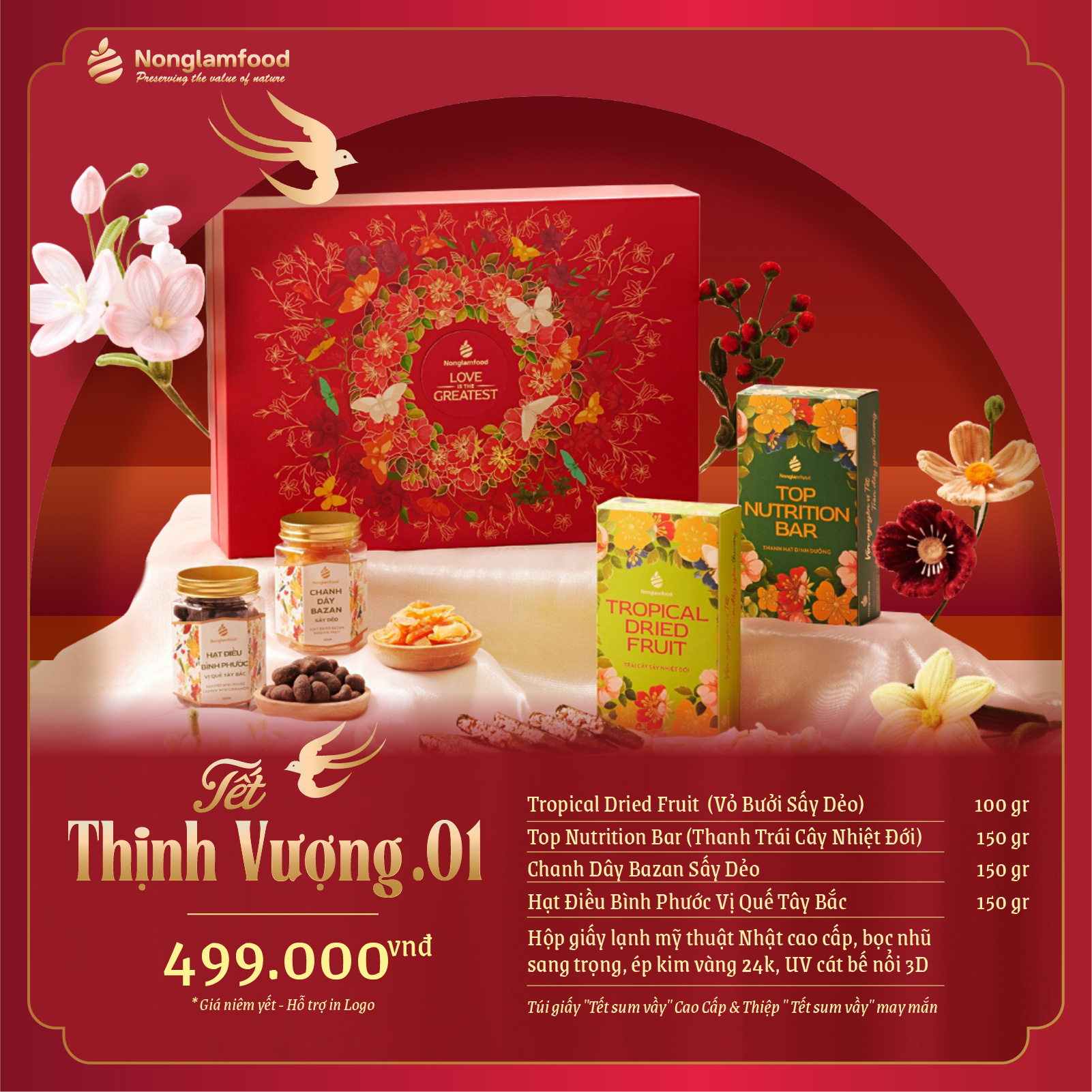 [BỘ QUÀ TẾT 2025] Set quà Tết Thịnh Vượng 1 Nonglamfood | Hạt mứt tết cao cấp, quà tặng cho người thân