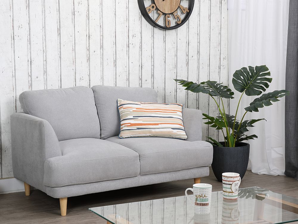 Ghế sofa đôi WILEY khung gỗ chắc chắn, đệm bọc vải cao cấp xám nhạt | Index Living Mall - Phân phối độc quyền tại Việt Nam