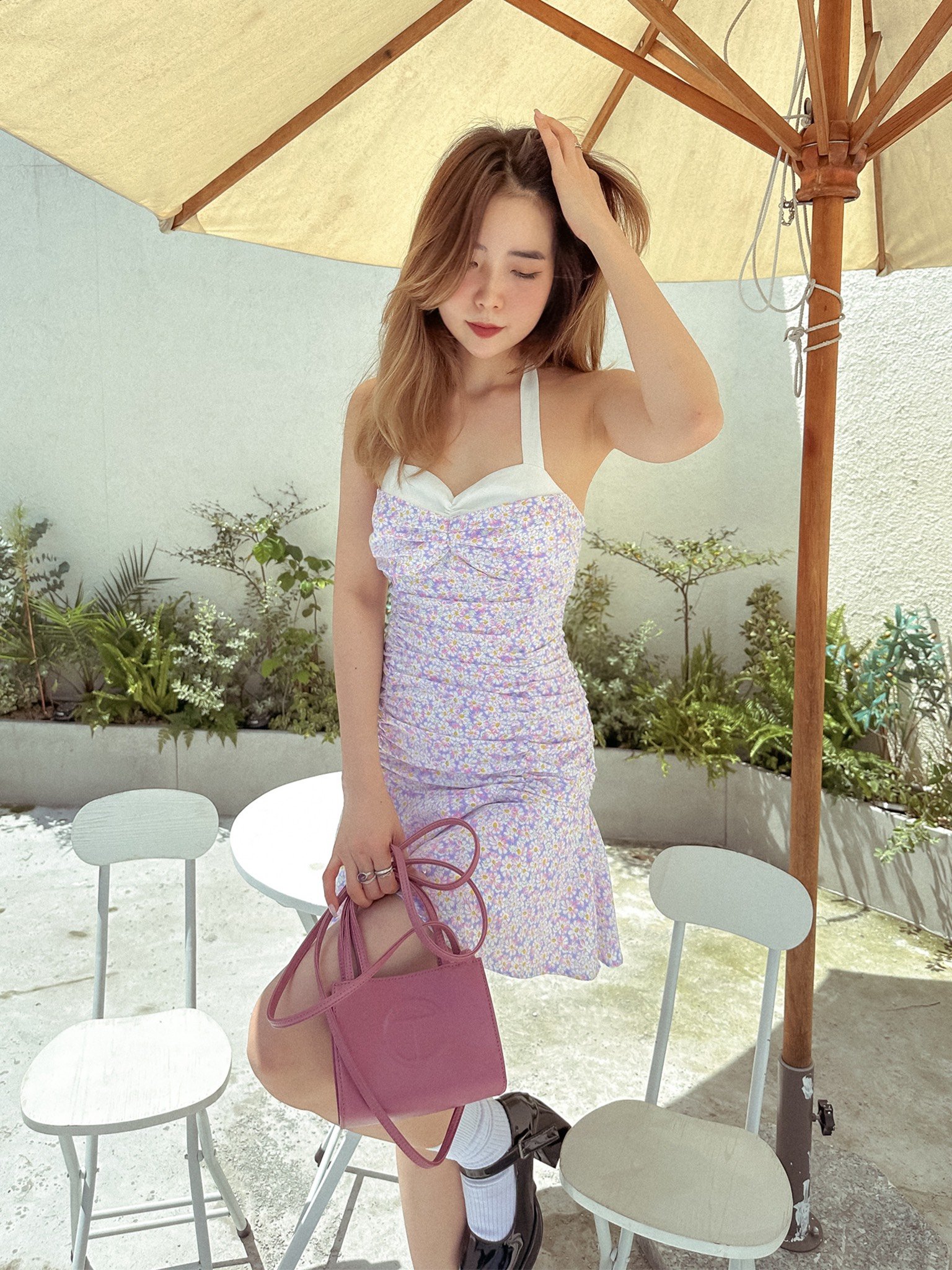 Đầm tím pastel hoạ tiết hoa Berry Dress Gem Clothing SP060728