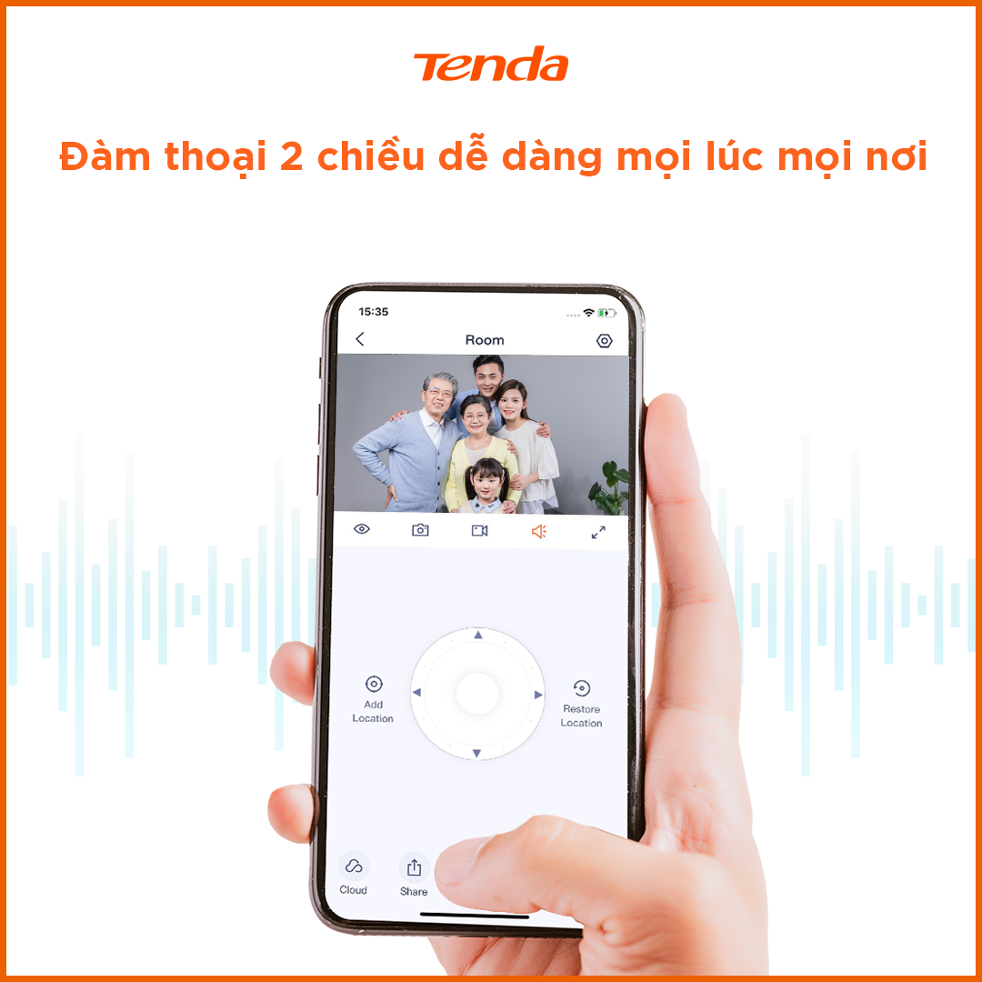 Camera IP Wifi Tenda CP6 chuẩn hình ảnh 2K xoay 360° - Hàng chính hãng
