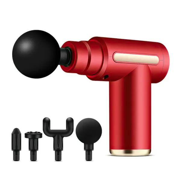 Máy massage cầm tay mini - Súng massage cầm tay đấm lưng mát xa trị liệu cổ vai gáy 4 đầu 6 chế độ, hàng tốt
