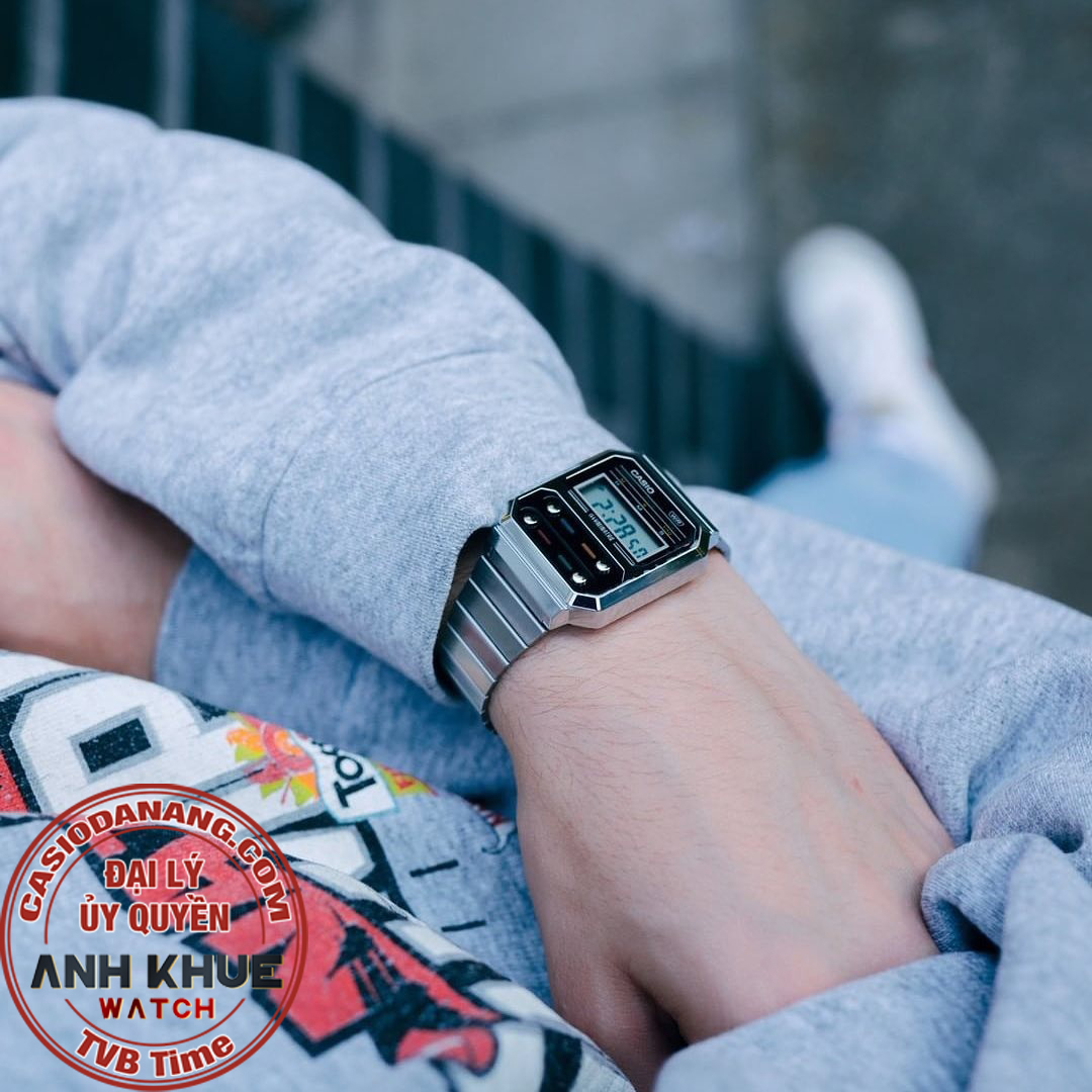 Đồng hồ unisex dây kim loại Casio Standard chính hãng A100WE-1ADF
