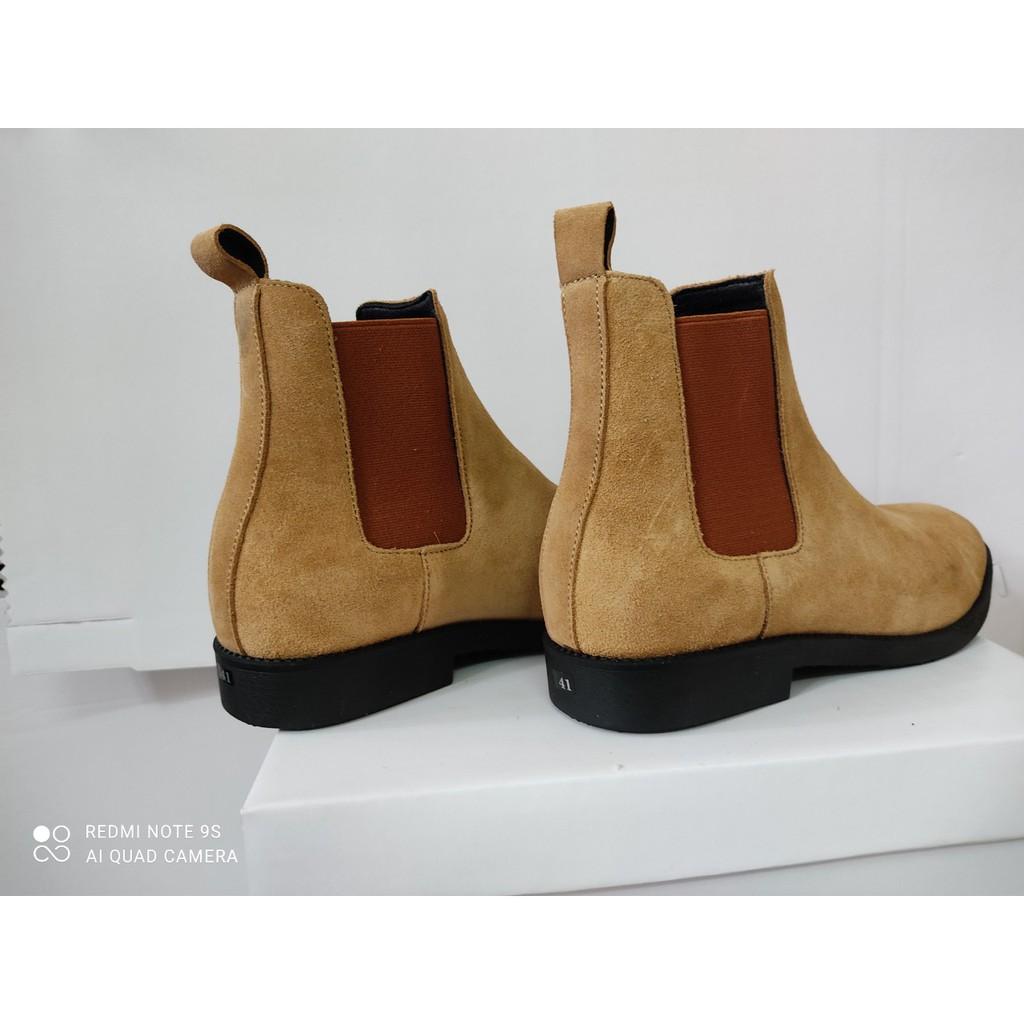 Chelsea Boots Da Lộn Nâu Đế crep