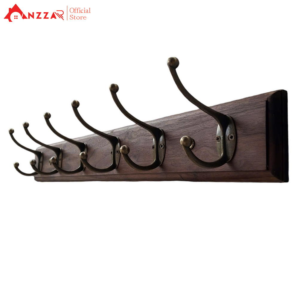 Móc gỗ óc chó nguyên khối nhập khẩu cổ điển treo quần áo Anzzar nhiều kích thước tiện dụng decor nội thất MT-08