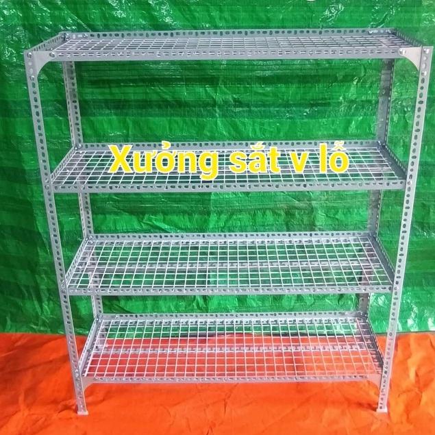 kệ sắt v lỗ ( vỉ lưới sắt ô vuông) rộng 20cm x Dài 1,2m (Cao từ 60cm đến 1,5M) nhiều tầng kệ